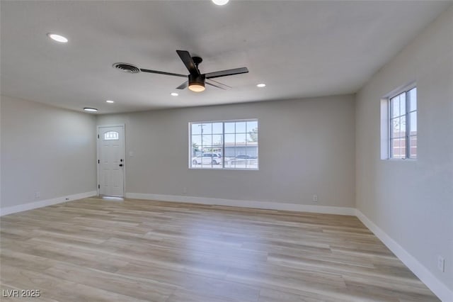 4360 El Tovar Rd, Las Vegas, NV 89115 - unfurnished room with recessed lighting, a ceiling fan, light wood finished floors, and baseboards