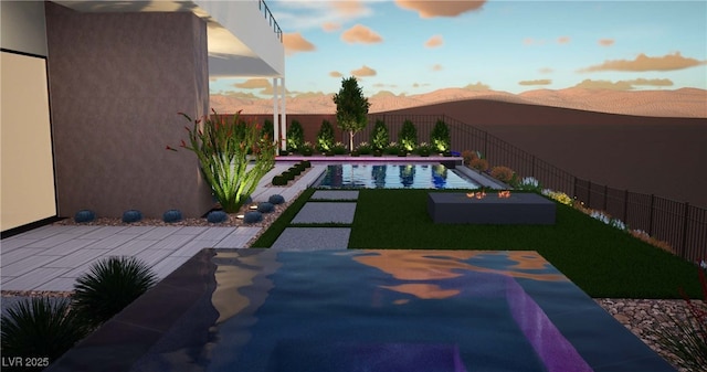 25 Canyon Bay Dr, Henderson, NV 89011 - view of pool featuring a patio, a mountain view, and a fenced backyard