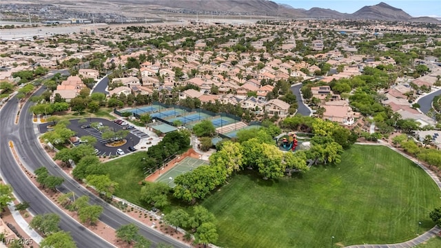 10952 Napa Ridge Dr, Las Vegas, NV 89144 - aerial overview of property's location with a mountain backdrop and nearby suburban area
