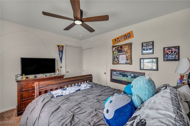 10952 Napa Ridge Dr, Las Vegas, NV 89144 - bedroom featuring carpet floors, a closet, and ceiling fan