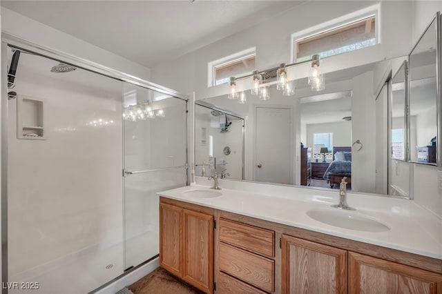 10952 Napa Ridge Dr, Las Vegas, NV 89144 - ensuite bathroom with a shower stall and double vanity