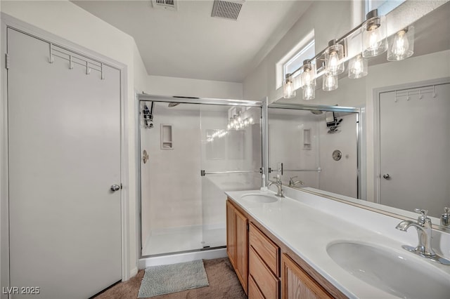 10952 Napa Ridge Dr, Las Vegas, NV 89144 - bathroom featuring a stall shower and double vanity