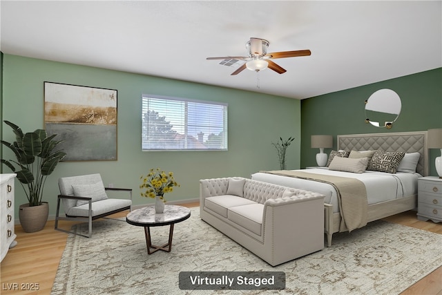 1305 Chaparral Summit Dr, Las Vegas, NV 89117 - bedroom with wood finished floors and a ceiling fan