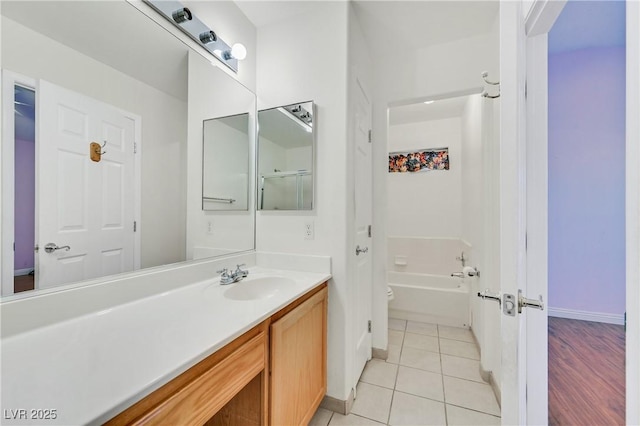5429 Sweet Shade St, Las Vegas, NV 89130 - full bathroom featuring vanity, baseboards, tile patterned flooring, and shower / bath combination