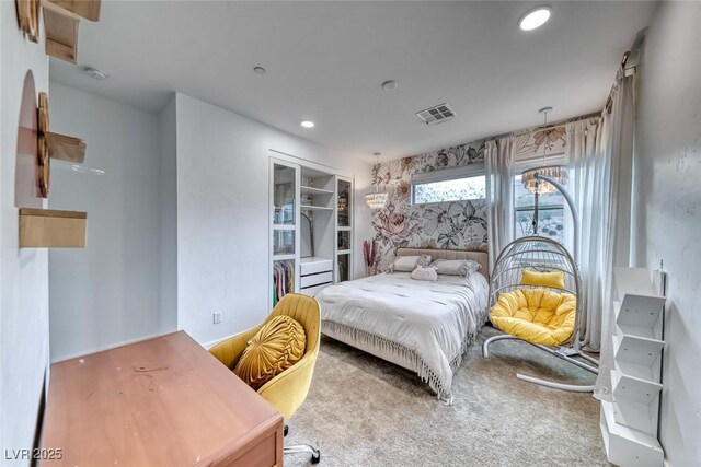 365 Crown Mesa Ave, Las Vegas, NV 89138 - bedroom with carpet, a closet, recessed lighting, and a walk in closet
