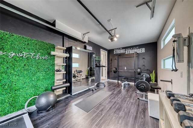 365 Crown Mesa Ave, Las Vegas, NV 89138 - exercise room featuring wood finished floors