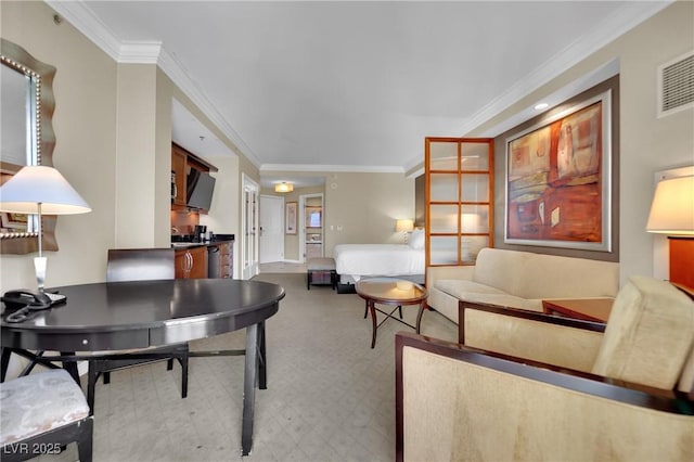 135 E Harmon Ave Unit 315, Las Vegas, NV 89109 - living area featuring crown molding and tile patterned floors
