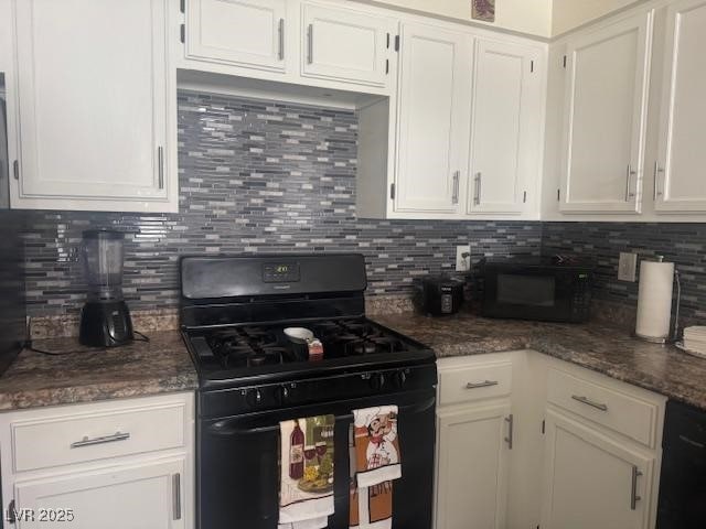 2108 Willowbury Dr Unit B, Las Vegas, NV 89108 - kitchen with black appliances, white cabinets, and backsplash