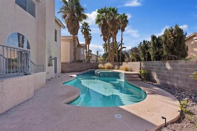 2812 Via Avanti St, Henderson, NV 89074 - view of pool with a fenced backyard, a patio, and a pool with connected hot tub