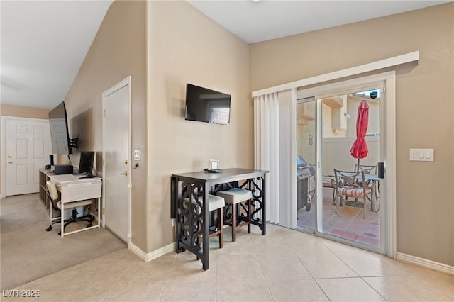 9393 New Utrecht St, Las Vegas, NV 89178 - dining area featuring an office area, baseboards, and light tile patterned floors