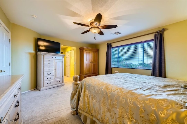 3412 Crystal Tower St, Las Vegas, NV 89129 - bedroom with light carpet, ceiling fan, and baseboards