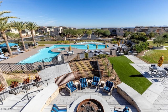 4290 Solace St, Las Vegas, NV 89135 - community pool featuring a residential view and a patio