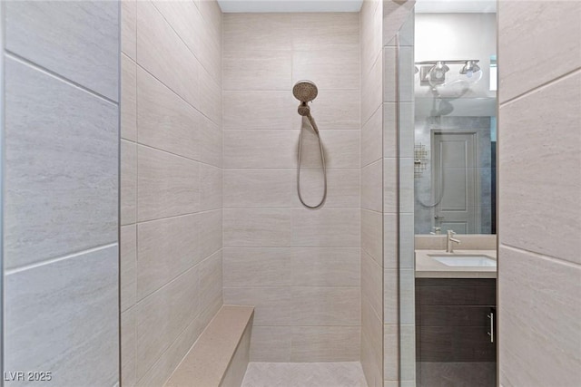 4290 Solace St, Las Vegas, NV 89135 - full bathroom with a tile shower and vanity
