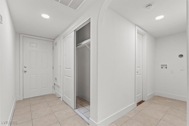 4805 Jay Ave, Las Vegas, NV 89130 - hall featuring light tile patterned floors, baseboards, and recessed lighting
