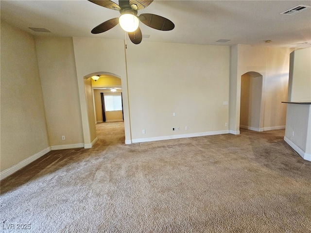 9462 Alhambra Valley St, Las Vegas, NV 89178 - carpeted spare room featuring arched walkways, ceiling fan, and baseboards