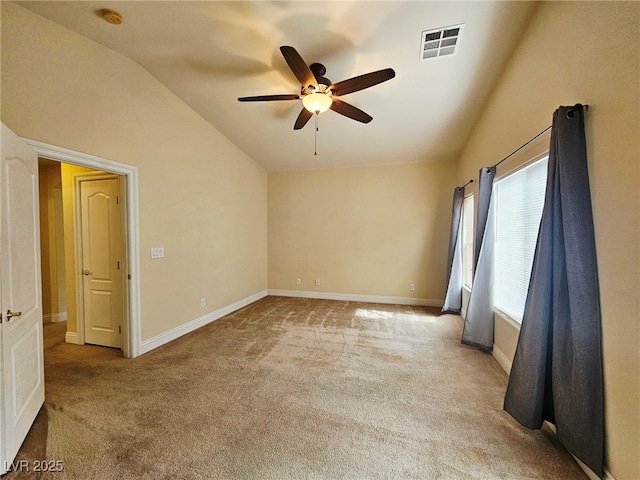 9462 Alhambra Valley St, Las Vegas, NV 89178 - unfurnished room featuring lofted ceiling, a ceiling fan, carpet flooring, a smoke detector, and baseboards