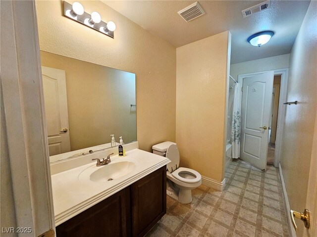 9462 Alhambra Valley St, Las Vegas, NV 89178 - bathroom with tile patterned floors, vanity, toilet, shower / bath combination with curtain, and baseboards