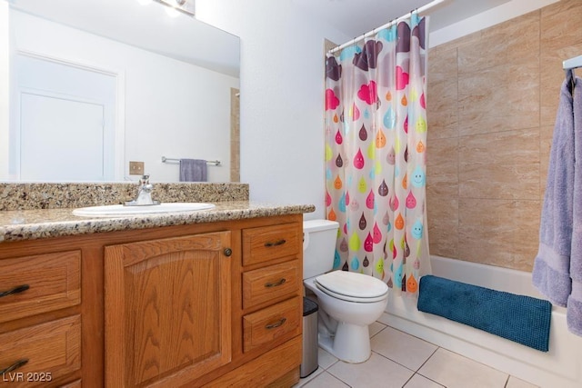 610 Playa Del Sol Way, Henderson, NV 89015 - full bathroom featuring vanity, toilet, tile patterned floors, and shower / bathtub combination with curtain