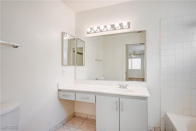 420 Clifton Heights Dr, Las Vegas, NV 89145 - full bathroom with toilet, tile patterned flooring, vanity, and bathing tub / shower combination