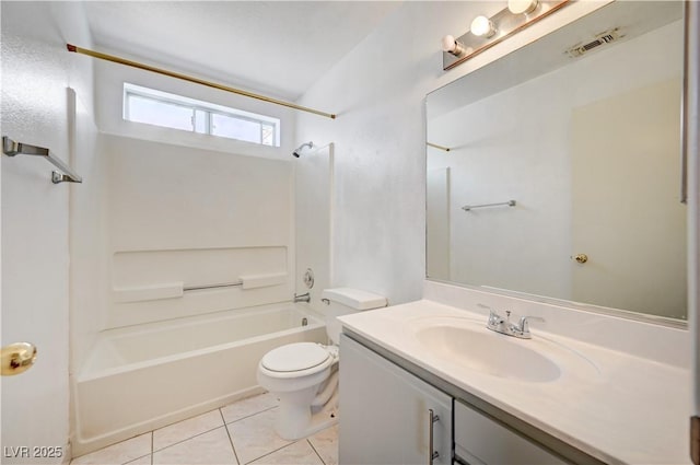 420 Clifton Heights Dr, Las Vegas, NV 89145 - bathroom with vanity, washtub / shower combination, toilet, and tile patterned flooring