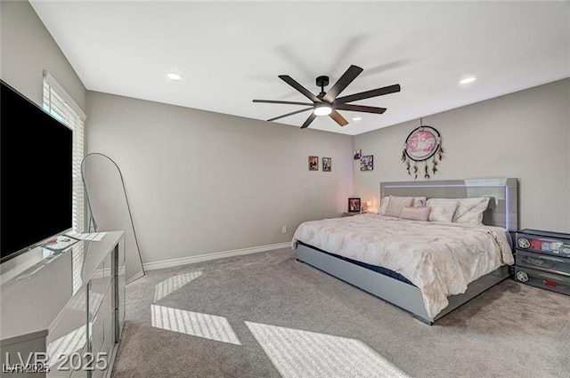 2451 N Rainbow Blvd Unit 2076, Las Vegas, NV 89108 - carpeted bedroom featuring recessed lighting, baseboards, and ceiling fan