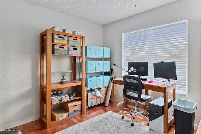 3008 Soledad Dr, Laughlin, NV 89029 - office featuring baseboards, wood finished floors, and a textured ceiling