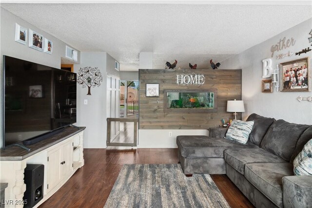 3008 Soledad Dr, Laughlin, NV 89029 - living room with dark wood finished floors and a textured ceiling