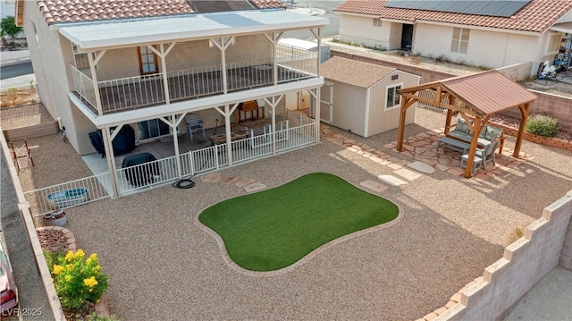 3008 Soledad Dr, Laughlin, NV 89029 - back of property featuring a patio, stucco siding, a tile roof, and a balcony