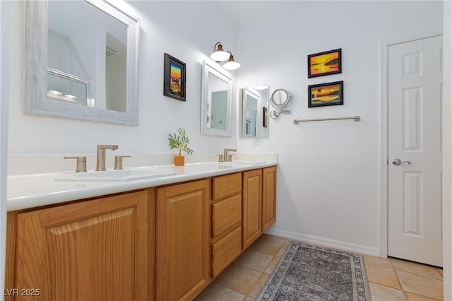 9112 Vista Greens Way Unit 204, Las Vegas, NV 89134 - full bath featuring double vanity, baseboards, and tile patterned flooring