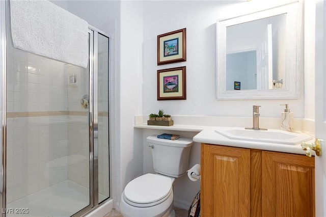9112 Vista Greens Way Unit 204, Las Vegas, NV 89134 - bathroom featuring toilet, vanity, and a shower stall