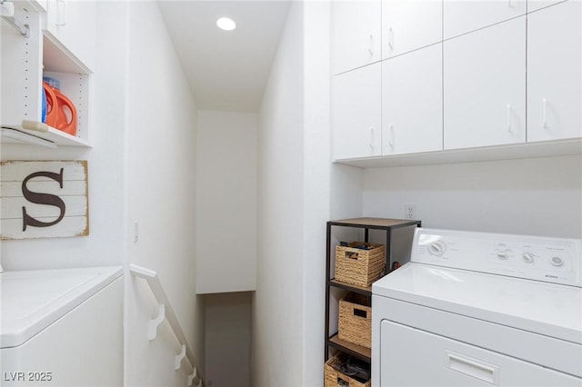 9112 Vista Greens Way Unit 204, Las Vegas, NV 89134 - laundry room with cabinet space, washer and dryer, and recessed lighting