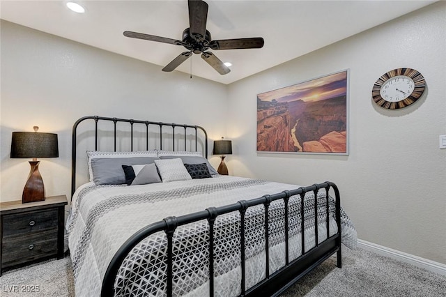 450 Intrepid Ct, Boulder City, NV 89005 - carpeted bedroom featuring baseboards, ceiling fan, and recessed lighting
