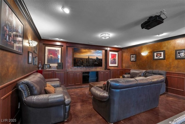 4108 Royal Scots Ave, Las Vegas, NV 89141 - home theater room with ornamental molding and a wainscoted wall