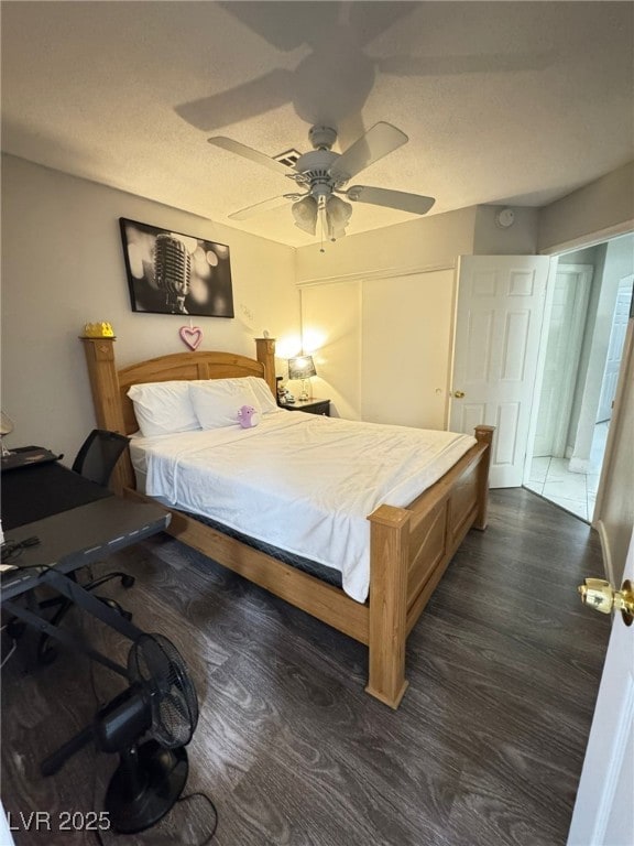 1505 Lilac Breeze Cir, Las Vegas, NV 89108 - bedroom featuring dark wood-type flooring and ceiling fan