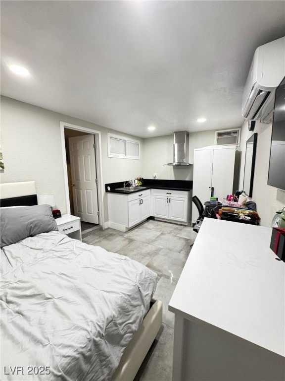 1505 Lilac Breeze Cir, Las Vegas, NV 89108 - bedroom featuring a sink, a wall mounted air conditioner, and recessed lighting