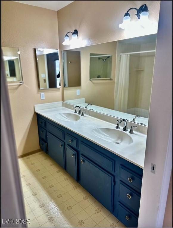 3729 La Junta Dr, Las Vegas, NV 89120 - full bathroom with double vanity and a shower with shower curtain