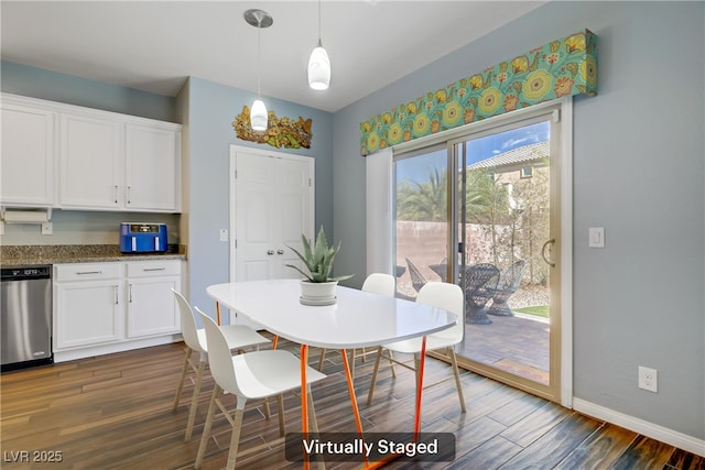 320 Point Loma Ave, North Las Vegas, NV 89031 - dining room featuring dark wood-style floors and baseboards