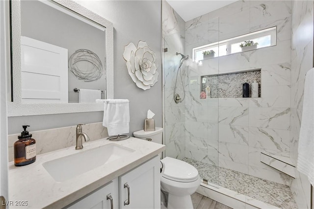 10484 Rose Park Ave, Las Vegas, NV 89135 - full bath with vanity, toilet, and a marble finish shower