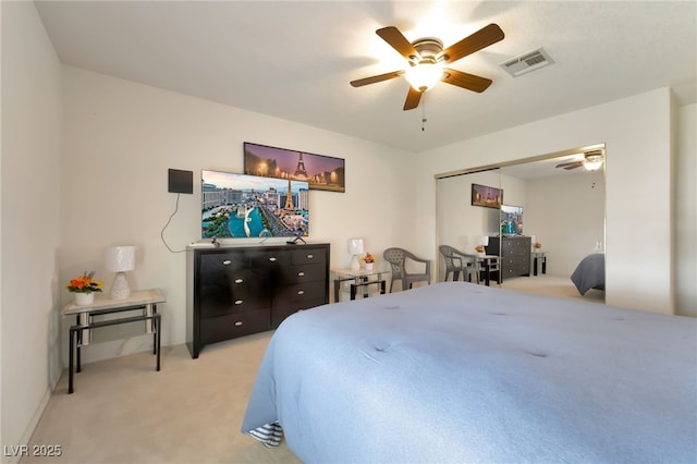 5829 W Patrick Ln, Las Vegas, NV 89118 - bedroom with light carpet and ceiling fan