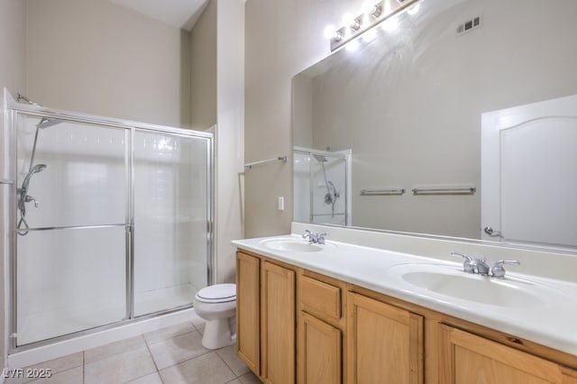 3351 Indian Shadow St Unit 204, Las Vegas, NV 89129 - full bath with double vanity, toilet, a stall shower, and tile patterned flooring