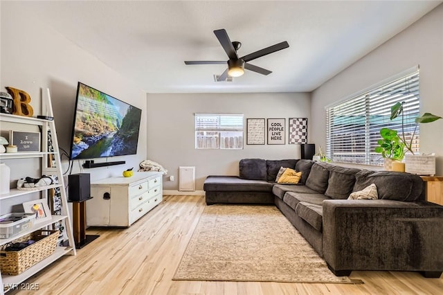 80 E Texas Ave, Henderson, NV 89015 - living area featuring a ceiling fan and light wood-style floors