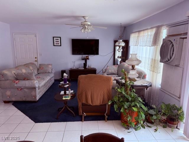 3368 Saddleback Ct, Las Vegas, NV 89121 - living room with ceiling fan and tile patterned floors