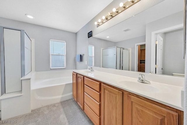 9010 Wine Cellar Ave, Las Vegas, NV 89148 - bathroom featuring double vanity, a garden tub, and a stall shower