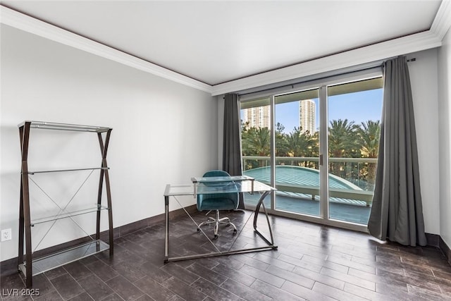 2857 Paradise Rd Unit 301, Las Vegas, NV 89109 - office area featuring crown molding and baseboards