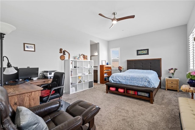 8668 Hartmont St, Las Vegas, NV 89166 - bedroom featuring an office area, carpet flooring, and ceiling fan