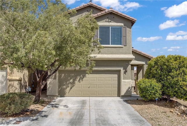 9190 Wine Cellar Ave, Las Vegas, NV 89148 - view of front facade with stucco siding, driveway, a garage, and a tile roof