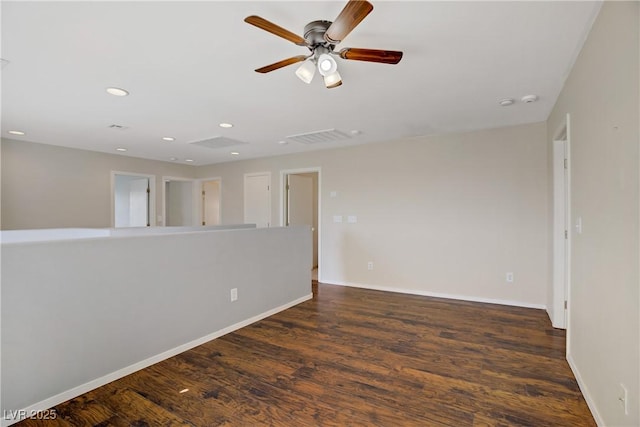 9190 Wine Cellar Ave, Las Vegas, NV 89148 - empty room featuring a ceiling fan, wood finished floors, baseboards, and recessed lighting