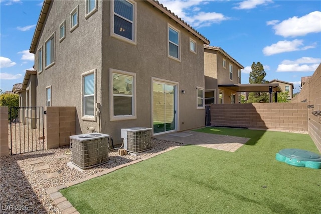 9190 Wine Cellar Ave, Las Vegas, NV 89148 - back of house with central AC, stucco siding, a patio, and a tiled roof