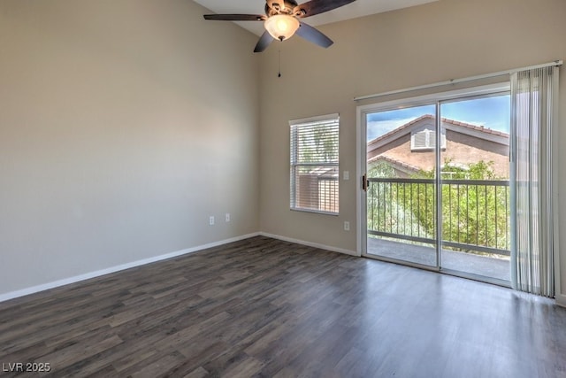 1554 Ward Frontier Ln, Henderson, NV 89002 - spare room with ceiling fan, dark wood-style flooring, and baseboards