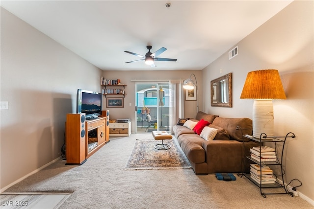 6955 N Durango Dr Unit 3013, Las Vegas, NV 89149 - carpeted living room with ceiling fan and baseboards